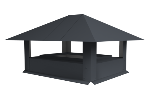 Дымник на трубу 520х390мм 0.45 Drap TX с пленкой RAL 7024 мокрый асфальт