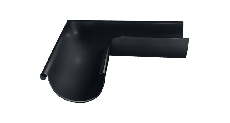 Угол желоба внешний GL PE 90 гр 125 мм RAL 7024 мокрый асфальт