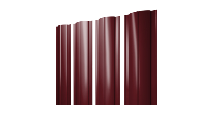 Штакетник Круглый с прямым резом 0,45 PE-Double RAL 3005 красное вино