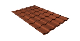 Металлочерепица кредо Grand Line 0,45 Drap TX RAL 8004 терракота