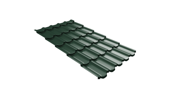 Металлочерепица  квинта плюс Grand Line c 3D резом 0,45 Drap ST RAL 6005 зеленый мох