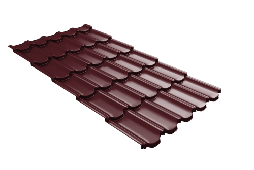 Металлочерепица  квинта плюс Grand Line c 3D резом 0,45 Drap TX RAL 3005 красное вино