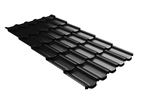 Металлочерепица  квинта плюс Grand Line c 3D резом 0,45 Drap-double TX RAL 9005 черный