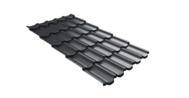 Металлочерепица  квинта плюс Grand Line c 3D резом 0,5 PurPro Matt 275 RAL 7016 антрацитово-серый