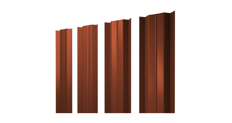 Штакетник М-образный В с прямым резом 0.5 Satin Matt TX RAL 8004 терракота