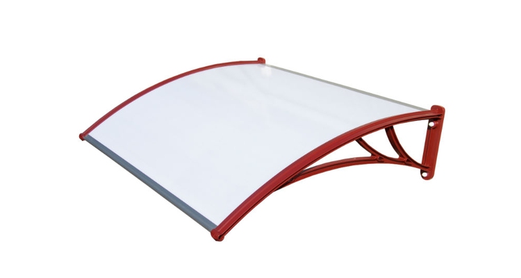 Козырек Krovent из поликарбоната 1500х930х280 молочный (красный кронштейн)