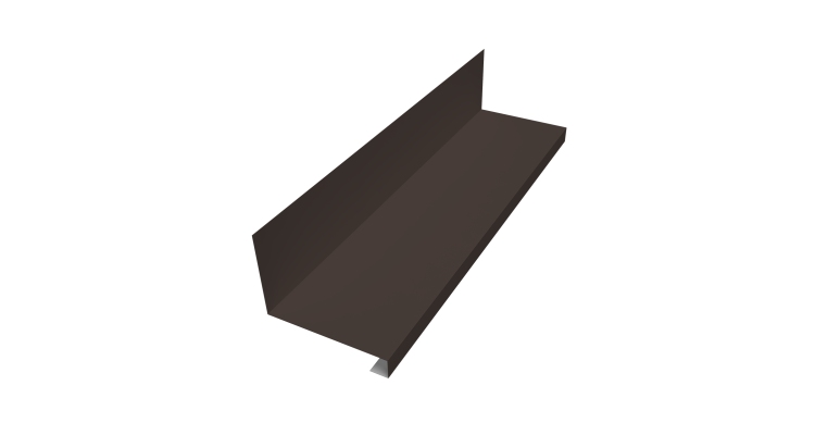 Планка примыкание нижнее к трубе фальц Grand Line 0,5 Satin с пленкой RR 32 темно-коричневый (3м)
